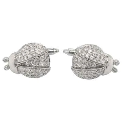 1.69CT Pave Sparkling Round Cut Cubic Zirconia Ladybug Design Men's Cufflink Set - Image 1 of 4