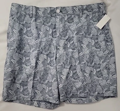 IZOD Chambray Tropical Hawaiian Blue Men's 42 Shorts Bermuda Casual Chino Shorts - Image 1 of 4