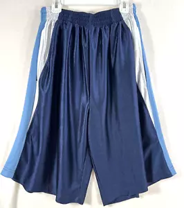 Herren mittelblau weiß Vintage knielang Baggy Basketball Shorts - Bild 1 von 6
