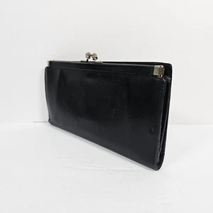 Vintage CÉLINE Geldbörse Frau schwarz Reißverschluss zweifach faltbar Scheckheft Brusttasche Kuss Lock - Bild 1 von 23