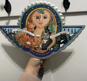 Signiertes Studio Jorn Metall Katze Wandrelief - "Frau der Katzenminze Herde" - Vintage - Bild 1 von 9