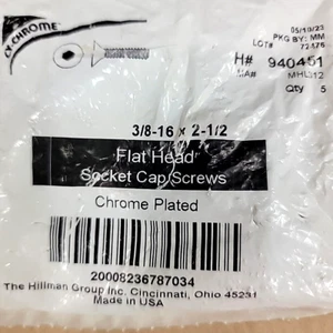 (5Qty) 3/8-16 x 2-1/2in Chrome Plated Socket Cap Screws Flat Head Lot USA New - Picture 1 of 14