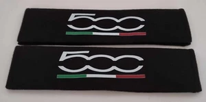 2 x FIAT 500 Printed Cotton Badge Seat Belt Cushion Pads All models C D E - Picture 1 of 1