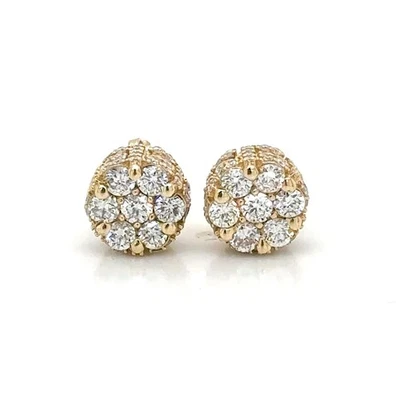 Aretes de flores de diamantes con racimo acentuado de 7 piedras creados en laboratorio en oro amarillo de 10 k Foto 1 de 3