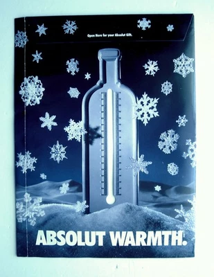ABSOLUT WARMTH - 1994 - 8"X11" - magazine vodka ad art - NEW & SEALED w/Gloves - Image 1 of 2