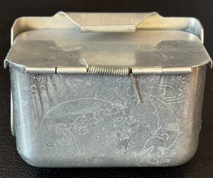 Ancienne boîte ceinture appât vivante en aluminium "BAIT BAFFLER" pêche HS Ross Twin Falls à identifier - Photo 1/8