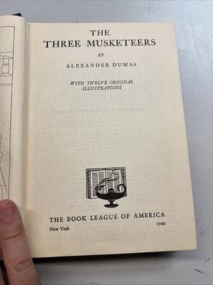 1940 The Three Musketeers by Alexandre Dumas Hardback Book Vintage Book League Foto 1 de 4