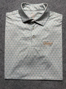Rhoback Polo Shirt Mens Medium White Barstool Golf Palm Cart Performance Allover - Picture 1 of 11
