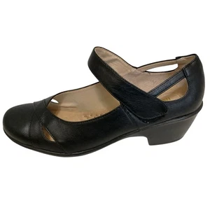 Ingaro Shoes Women 10M Black Leather “Blaine” Mary Janes Basic Minimalist Career - Picture 1 of 16