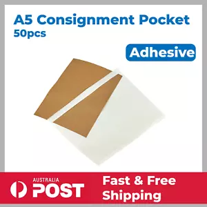 50pcs - 177x230mm A5 Adhesive Clear Consignment/Invoice/Doc Pockets - Picture 1 of 3