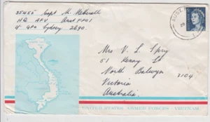 Vietnam War USA Armed Forces cover used by Australian soldier Metherall HQ AFV - Imagen 1 de 1
