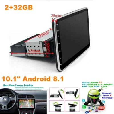 Single DIN 10.1" Android 8.1 Car Stereo GPS Navi WiFi Radio Mirror Link 2+32GB - Image 1 of 4