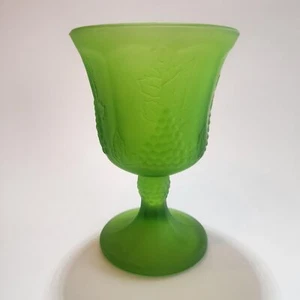 Indiana Glass Harvest Grape Water Wine Goblet in Green Mist Satin Finish 1960s - Picture 1 of 7