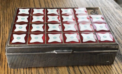 Caja japonesa vintage de plata de ley 970 y cloisonne de los años 40 con procedencia Foto 1 de 4