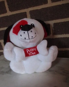 Homerbest Puppy Dog Holding Puppy Love Stitched Bone 9" Plush Stuffed White/Red - Picture 1 of 6