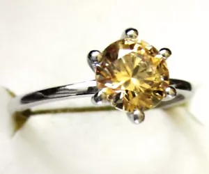 Ring Made With Yellow Swarovski Zirconia/ size 10 / 925 Sterling Silver / 2ct - Picture 1 of 5