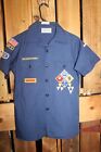 Boy Scouts of America BSA Youth Shirt Large Blue Cub SEWN on patches