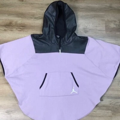 JORDAN Poncho Sweatshirt Youth XXL Hoodie Pull Over Cape Pocket Purple Black - Image 1 of 4