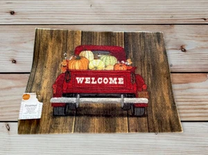 Fall Doormat Red Truck Pumpkins Indoor/outdoor Autumn Welcome 18x24 - Picture 1 of 2