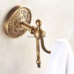 Retro Bathroom Towel Robe Holder Rack Door Wall Mount Clothes Hanger Dual Hooks - Bild 1 von 5