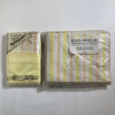 VTG Springmaid Double Fitted Sheet And 2 Pillowcases Marvelaire Striped Yellow