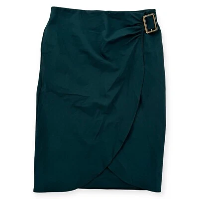 NUEVO CON ETIQUETAS Marc New York Falda Mujer Mediana Verde Imitación Envolvente Hebilla Elástica Lápiz Foto 1 de 4