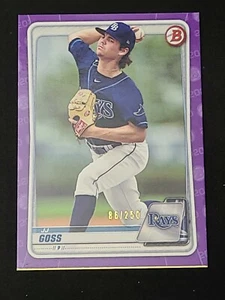 Bowman Chrome Draft Picks JJ Goss Purple Paper 86/250 Tampa Bay Rays 2020 - Imagen 1 de 3