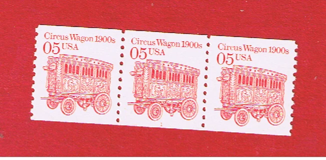 #2452  MNH OG  strip of 3  Ciccus Wagon  w/PL#1  Free S/H - Image 1 of 1