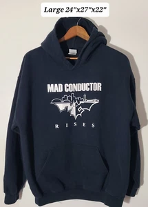 Mad Conductor MC Rises Black Men's Large Band Hoodie Hip Hop - Picture 1 of 4