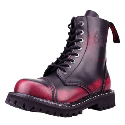 ANGRY ITCH - 8-Loch Pink Rub-Off Gothic Punk Army Ranger Armee Leder Stiefel mit - Bild 1 von 4