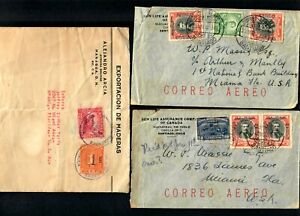 Lot3tu (3) Covers Chile 1930 Op Correo Aereo, Nicaragua Op 1935 Resello Miami Fl