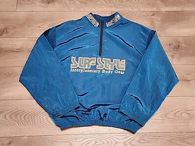 VINTAGE Surf Style Jacket Mens Osfa Blue Star On The Beach USA Shell Windbreaker - Image 1 of 4