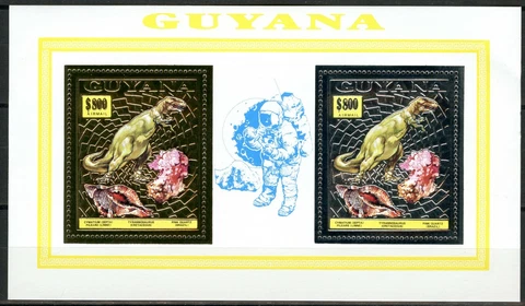 Guyana 1993 Animals Préhistoriques T Rex Space Astronaut 4504+ 4505 Perf Cover