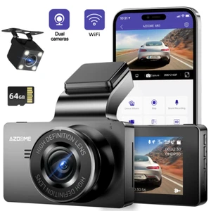 AZDOME Front and Rear Dash Cam 1080P+VGA WiFi DVR Camera Park Mode Night Vision - Picture 1 of 13