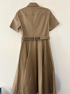 Dior Belted Cotton Trench Coat Midi Dress in Tan SZ 6 NWOT - Picture 1 of 13