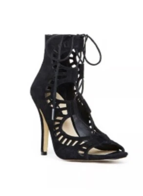 Sandalias corsé SHOEMINT negras de gamuza con cordones botines tacones 8 Foto 1 de 4