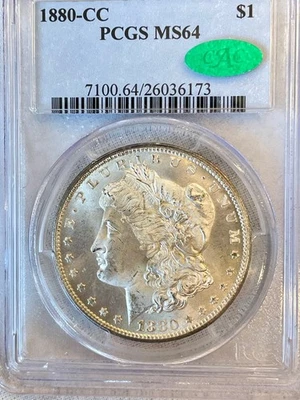1880-CC Morgan Silver Dollar PCGS CAC MS64 - Image 1 of 2