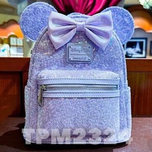 2025 Disney Parks Opalescent Lavender Sequin Loungefly Mini Backpack New - Picture 1 of 2