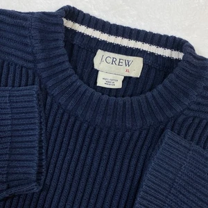 Vintage J. Crew Y2K Blue Cotton Ribbed Knit Crewneck Sweater Thick Women's XL - Picture 1 of 6
