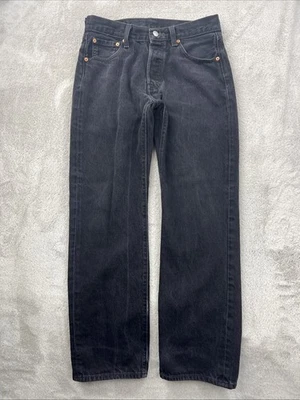 Levis Jeans Mens 30x30 Black 501 Button Fly Straight Leg Faded Retro Skate Denim - Image 1 of 4