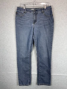 Chicos Platinum Denim Jeans Womens 2 Short Blue Ultimate Fit Slim Leg Stretch - Picture 1 of 9