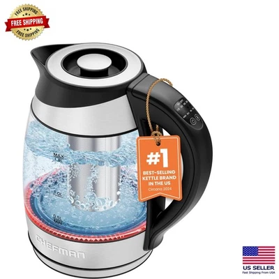 Hervidor eléctrico de vidrio de ebullición rápida de 1,8 L con diseño inalámbrico e infusor extraíble Foto 1 de 4