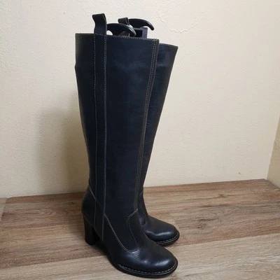 Botas de tacón alto de cuero negras Frye 77570 Villager Y2K para mujer talla 7,5 M Foto 1 de 4