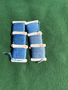 Vintage DMC Embroidery Floss Blue Lot of 6 - Picture 1 of 2