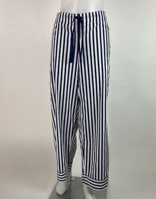 Pantalones de pijama tejido elástico algodón fresco a rayas azul marino talla grande Soma bolsillos Foto 1 de 4