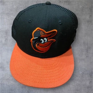 New Era MLB Baltimore Orioles Two Tone Trucker Mesh Cap Orange Black Mens 7 1/2 - Picture 1 of 8
