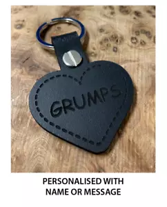 LLAVERO DE CUERO CORAZÓN PERSONALIZADO GRUMPS Llavero Llavero Negro Regalo Familiar - Imagen 1 de 5