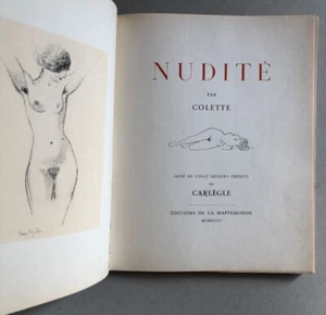 Colette — Nudité — illustrations de Carlègle — éditions de la Mappemonde — 1943. - Foto 1 di 12