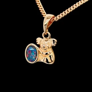 Rose Gold Plated Sterling Silver Koala Opal Triplet Pendant 1.2g - Picture 1 of 7
