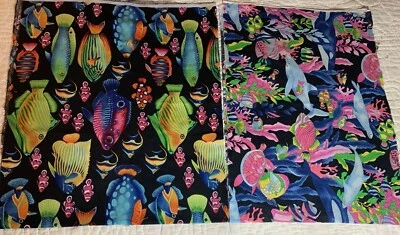 1 pc Hawaiians for Real Hoffman Cali Fabric Fish + Black BG, 1 pc unbranded Fish - Image 1 of 4